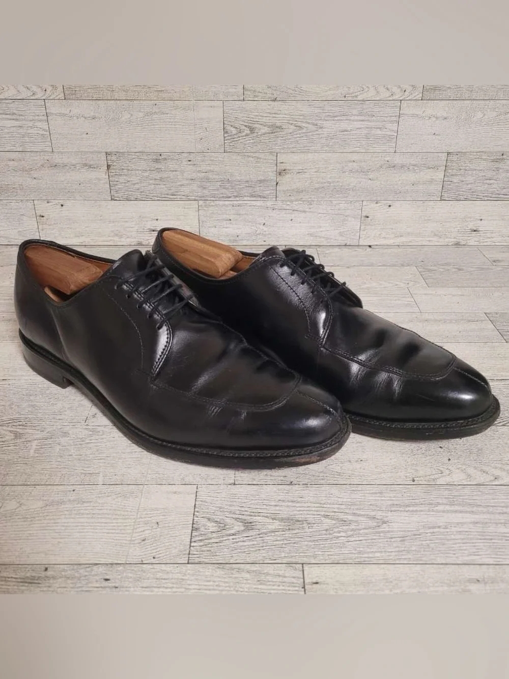 Men’s Allen Edmonds Delray Black Leather Lace Up Split Toe Oxford Shoes Size 9